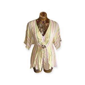 Current Boutique romper shorts small pink yellow